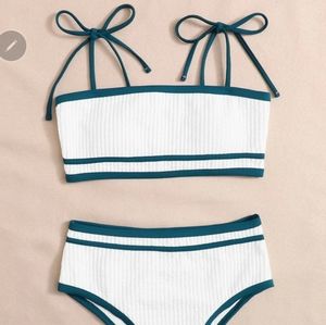 Shein Textured contrast binding bikini swimsuit